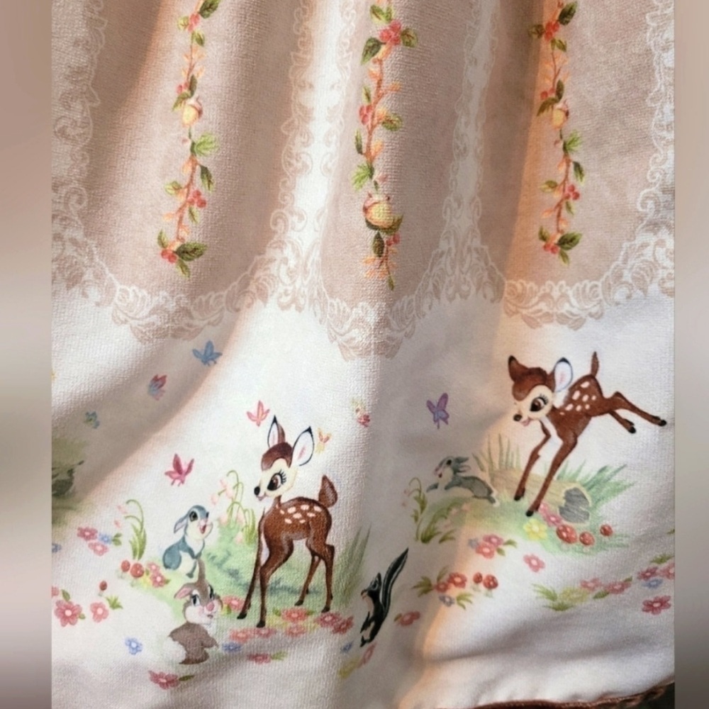 Secret Honey x Disney Honey Bunch Bambi Cream and Brown Floral Midi Dress - Sz 2 - Picture 10 of 12